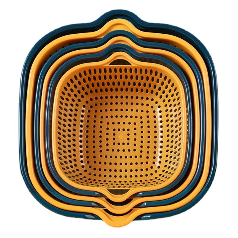 Заводская корзина с прямым сливом, набор из шести предметов, оптовая продажа, кухонный цвет, двухслойный набор из 6 предметов, бытовая корзина для мытья, корзина для фруктов и овощей