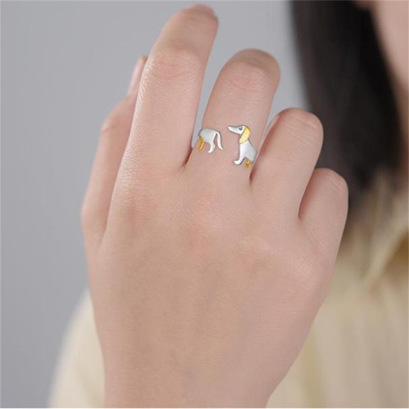 Style Simple Chien Argent Sterling Placage Anneau Ouvert display picture 3