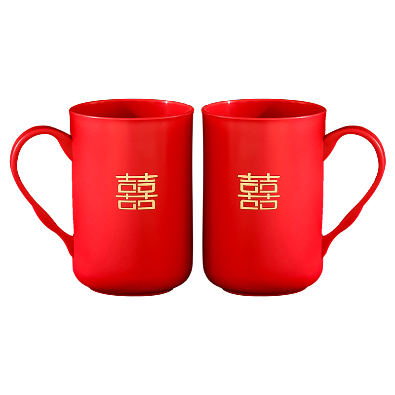 結婚洗漱杯刷牙杯子一對紅色皂盒陪嫁套裝漱口杯婚禮婚慶用品大榕