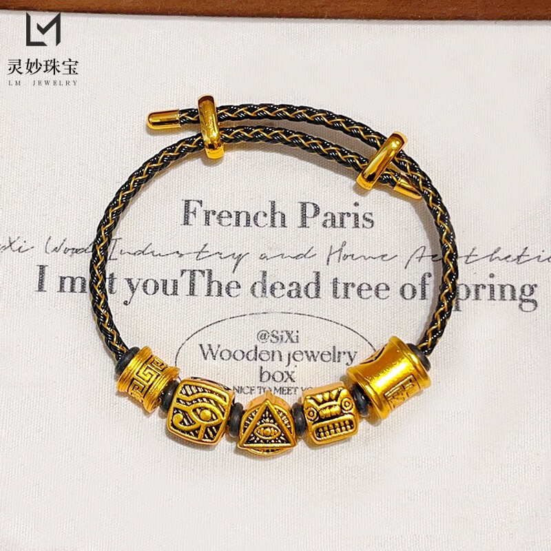 Gold Shop Same Style Sand Gold Enamel Tattoo Guardian Dragon Zodiac Bracelet Bronze Passepartout Bracelet Domineering Female Gift