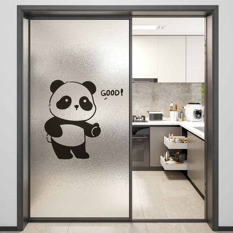 パンダガラスステッカー半透明不透明キッチン窓フィルム浴室トイレプライバシーフィルムドアと窓静電ステッカー|undefined