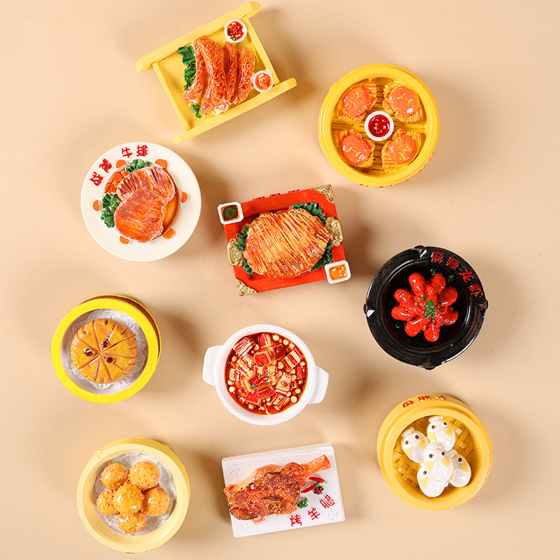 仿真食玩冰箱贴树脂配件阳澄湖大闸蟹麻辣龙虾地方特色美食冰箱贴