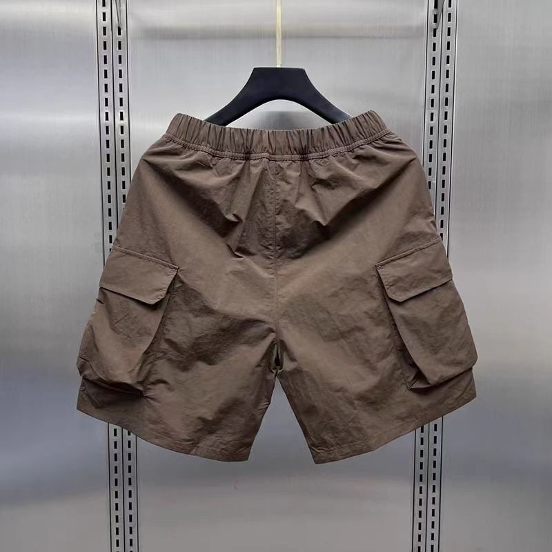 Summer Solid Color Tooling Shorts Men's Japanese Style Retro Thin Loose Casual Pants Quick-drying Multi-pocket Sports Pants