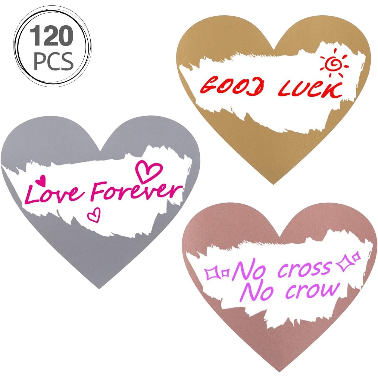 贴纸定 制心形刮刮贴纸情人节DIY卡片适用金色银色粉色