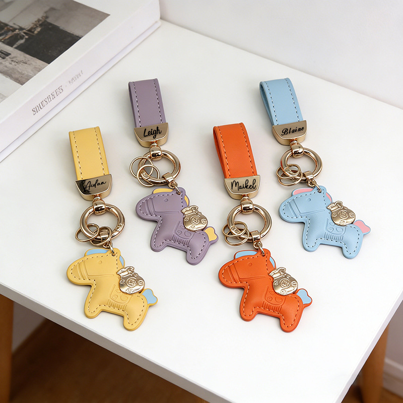 Etsy Custom Engraved Pony Pendant, "Get Rich Instantly" Bracelet Keychain, Leather Cartoon Decorative Pendant, Dropshipping