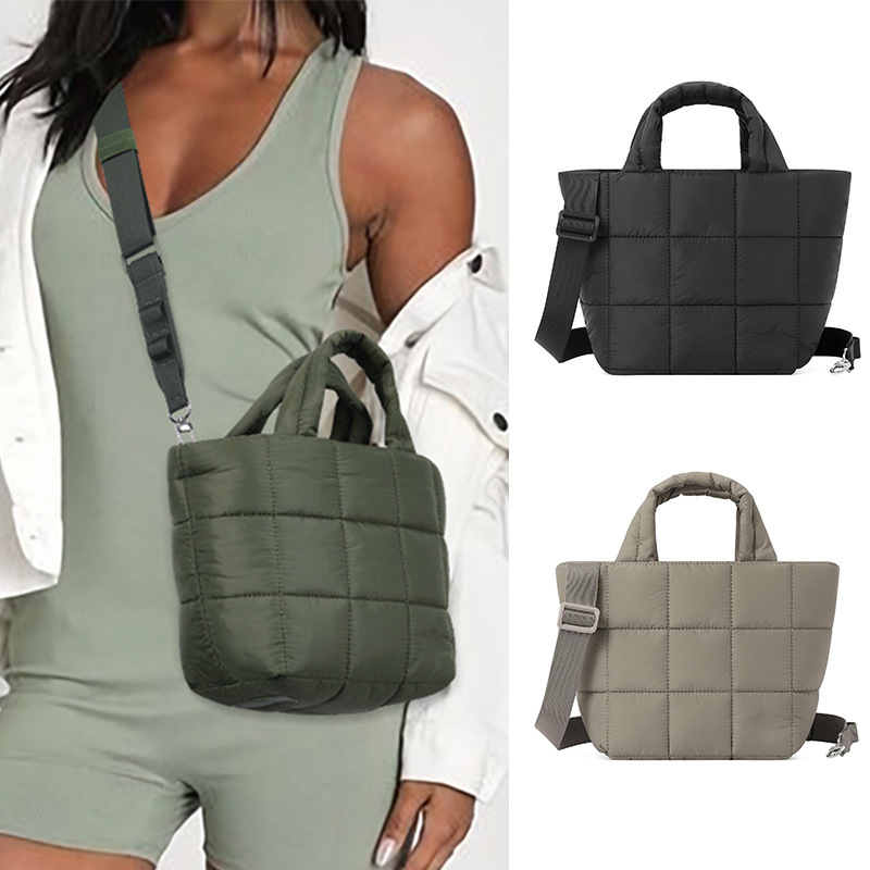 Cross-Border New Small Quilted Crossbody Bag Lightweight down Shoulder Bag Women's Fluffy Adjustable Shoulder Strap Shoulder Bag