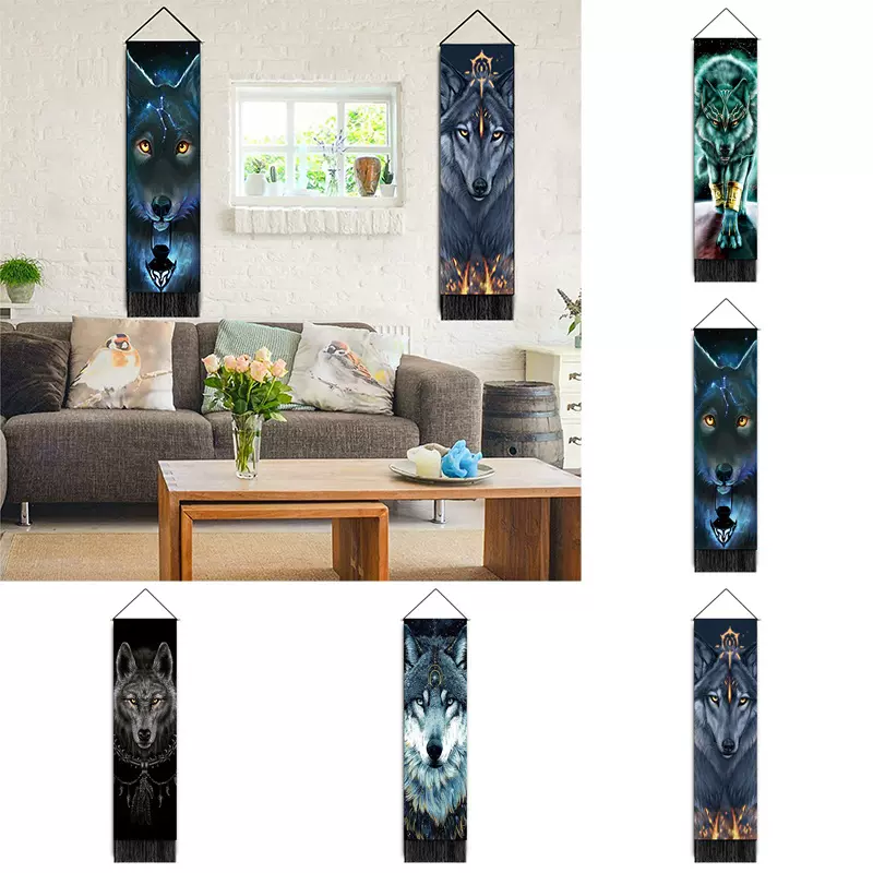 新款热卖家居印花3D狼墙布装饰背景布挂画挂毯墙壁装饰毯