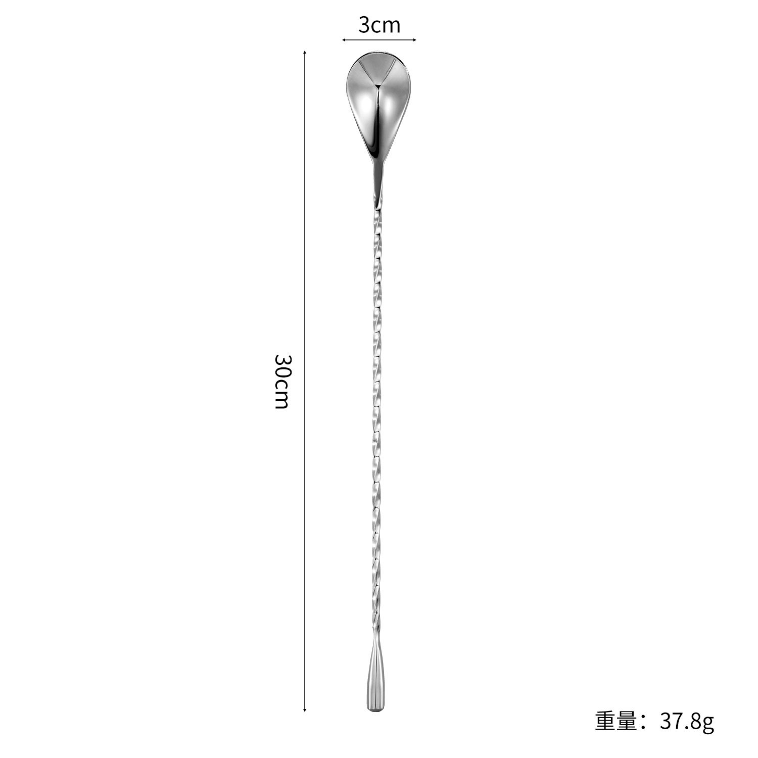 Fábrica de barra de mezclador de acero inoxidable transfronterizo barra de mezclador de cóctel de mango largo herramientas de barra cucharas de goteo creativas