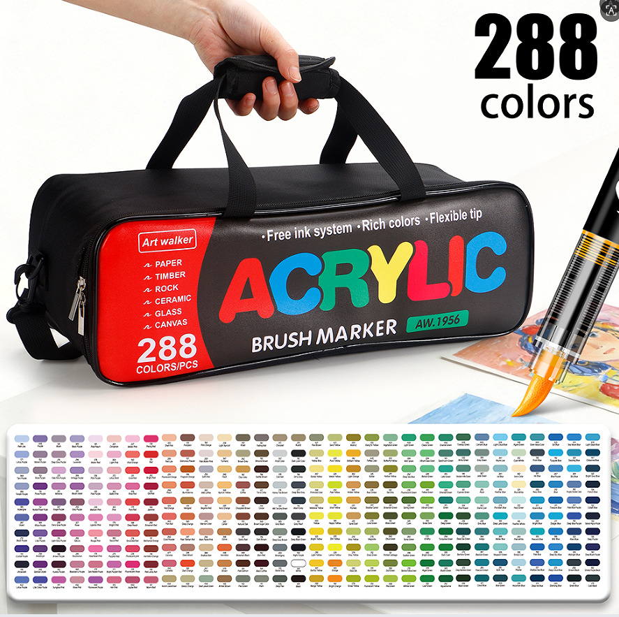 Marcador de acrílico de tipo recto, punta de bolígrafo suave, bolígrafo de graffiti de cuenta manual de bricolaje, bolígrafo de pintura de arte, juego de pincel de pintura para estudiantes