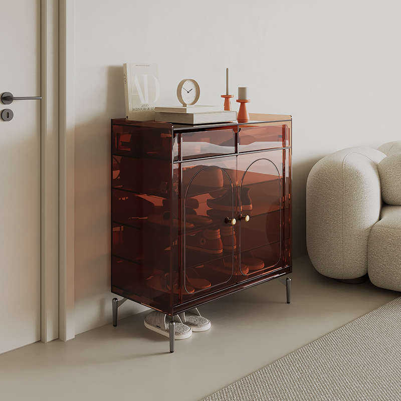 Light Luxury Shoe Cabinet Italian Minimalist Modern Simple Entrance Cabinet Acrylic Living Room Decorative Cabinet Foyer Sideboard
