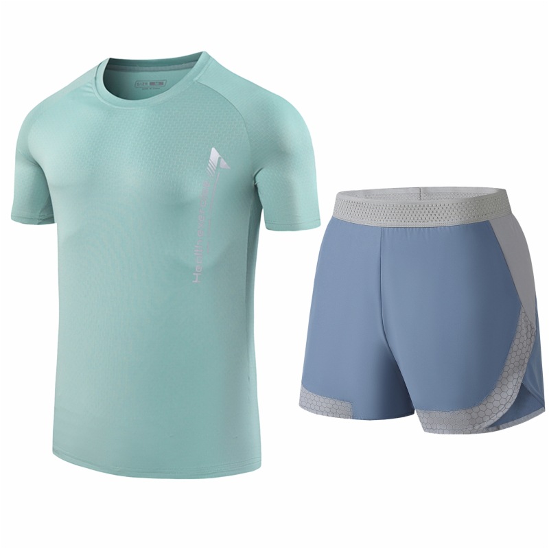 Traje deportivo de seda de hielo para hombres secado rápido transpirable verano delgado para correr manga corta para hombres suelta moda de tamaño grande