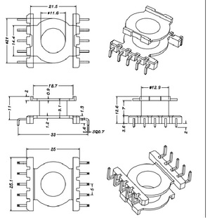 EQ2515(5) side plug L-foot transformer bone electronic transformer bakelite skeleton injection molding processing