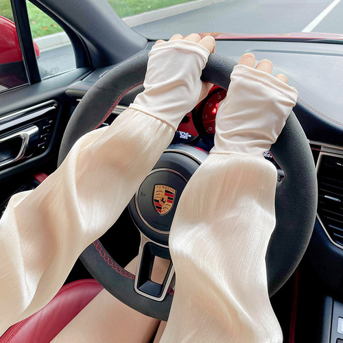Lace sun protection sleeves for women in summer, UV protection for driving and riding, loose and breathable ice silk sleeves for arm protection