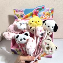 新款毛绒笔可爱小动物ins毛绒笔摇晃卡通公仔0.5送礼学生刷题黑笔