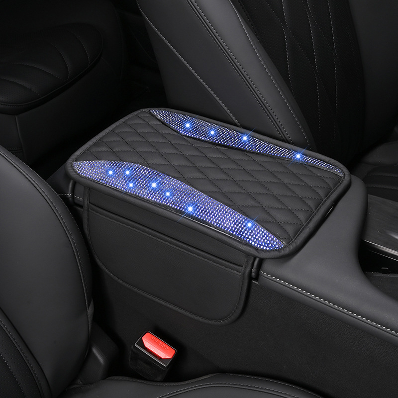 Car Armrest Box Heightening Pad with Pocket Center Console Protection