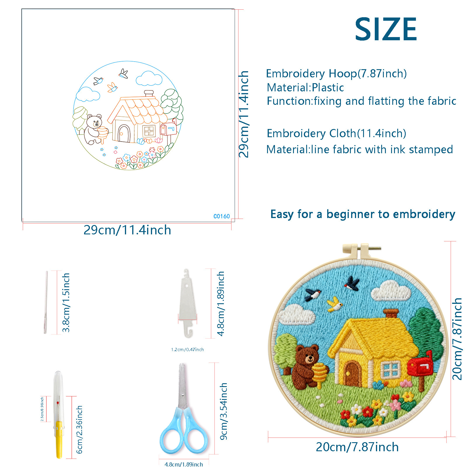Bordado europeo transfronterizo bordado a mano diy paquete de material paisaje de cuatro estaciones simple DIY Inglés al por mayor