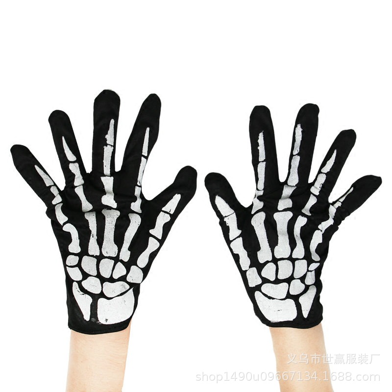 万圣节用品道具装饰品化装舞会恐怖骷髅鬼布手套骨架手套狼人手套