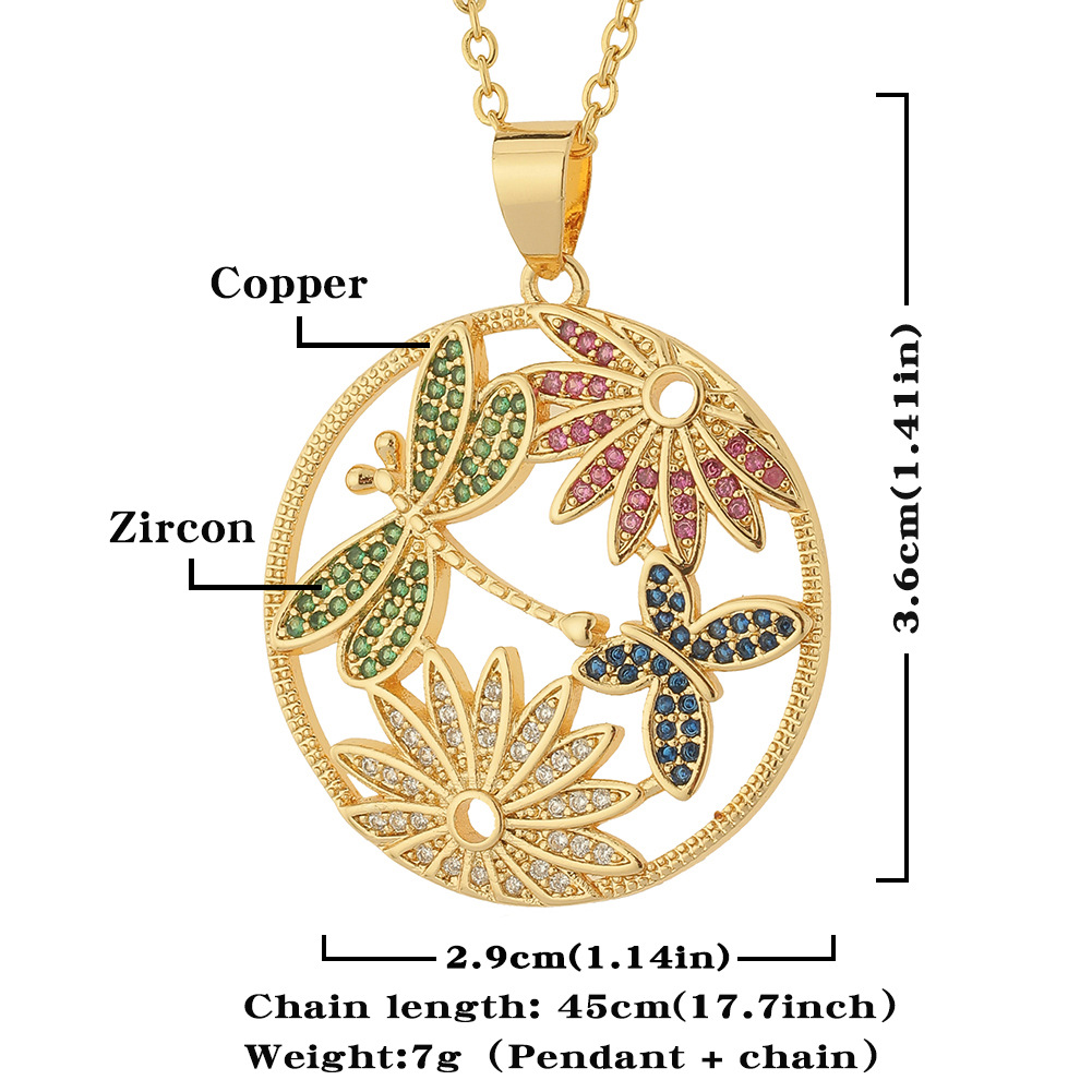fashion dragonfly butterfly diamond pendent womenu0027s copper necklace