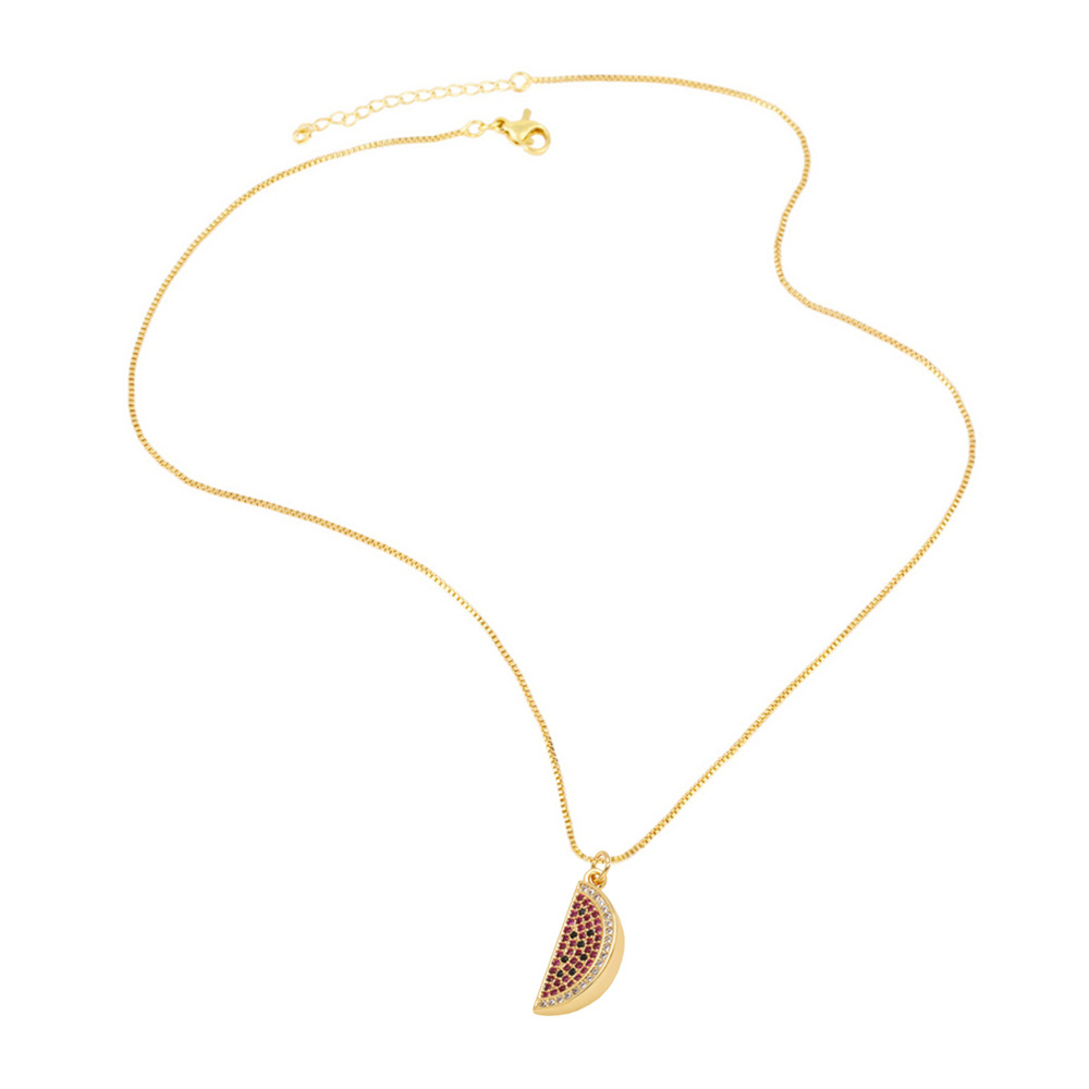 All Seasons Season Women's Gender Plating Design Wholesale Jewelry Retro Cherry Fruit Strawberry Copper Zircon Plating Pendant Necklace Box Chain