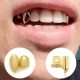 Cross-border hip-hop smooth zircon canine braces teeth grills European and American hipster teeth real gold plated braces