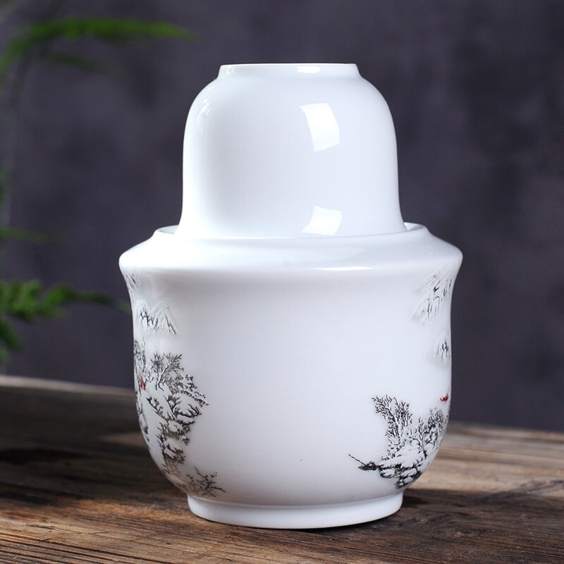 Jiulouge Jingdezhen Blue and White Ceramic Wine Warmer, Traditional Chinese Style Household Wine Warmer Set 2