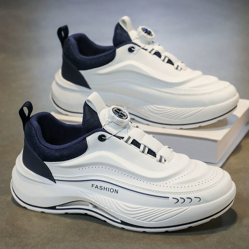 Мужская обувь, осенние новые дышащие белые туфли, мужская спортивная обувь, модная универсальная повседневная обувь для пап на толстой подошве, модная обувь