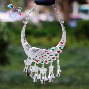 Miao Silver Necklace Peacock Collar Ethnic Minority Festival Dance Performance Accessories Miao Silver Jewelry Short Necklace Dragon Ornaments