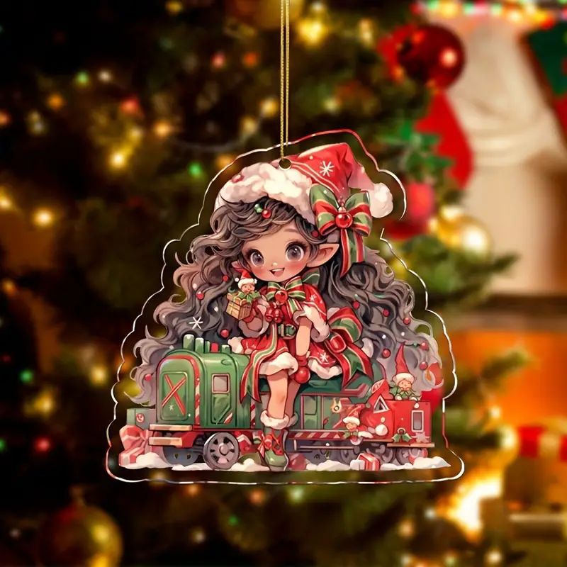 Amazon transfronterizo nuevo acrílico plano creativo de dibujos animados espejos retrovisores de automóviles decoración de Navidad mochila