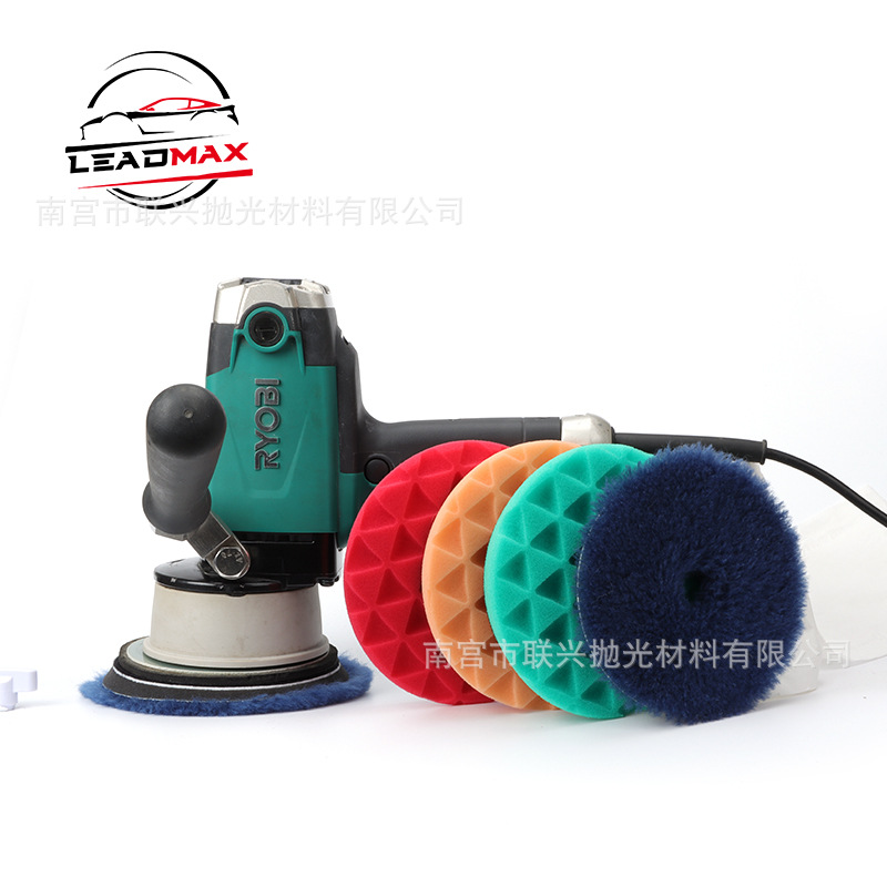 亚马逊跨境5寸钻石海绵轮抛光轮汽车打蜡盘抛光盘DA震抛羊毛轮