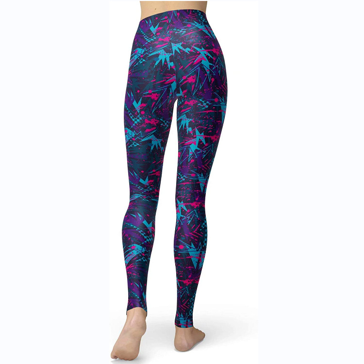 Abbigliamento da donna multicolore stampato slim fit fianchi sollevamento snellente grandi dimensioni corsa yoga fitness leggings_voghion.com