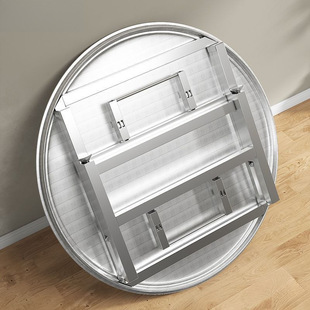 Thickened Stainless Steel Table Round Table Household Foldable Late Night Snack Food Stall Barbecue Large Round Table Extra Thick Canteen Dining Table