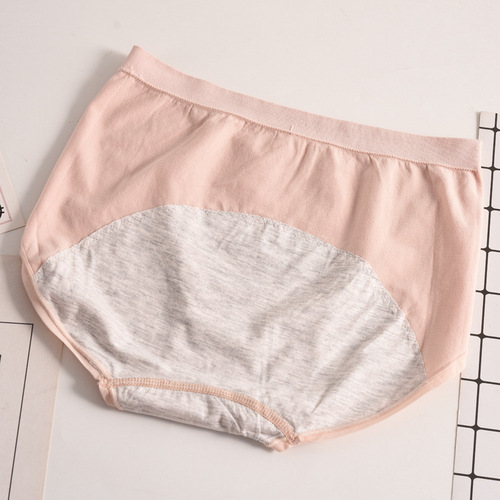 Seamless menstrual underwear for women, mid-waist large size leak-proof menstrual period one-piece seamless briefs briefs