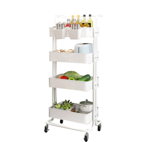 Floor-standing multi-layer small trolley shelf, kitchen movable baby bathroom storage shelf, household snack storage rack