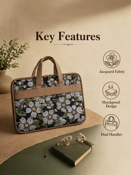 Retro Jacquard Laptop Bag Handheld Shockproof Inner Liner for Apple Huawei 14/ 15.6inch Storage and Protection