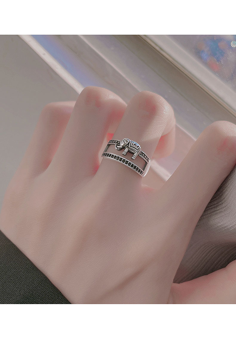 Vintage Elephant Ring For Women Minimalist Ethnic Open Ring_voghion.com