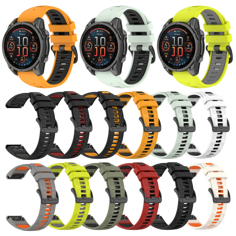 Suitable for Garmin Fenix8 7 6Pro 5X Two-Color Silicone Strap Quatix8 Watch Official Same Style Wristband