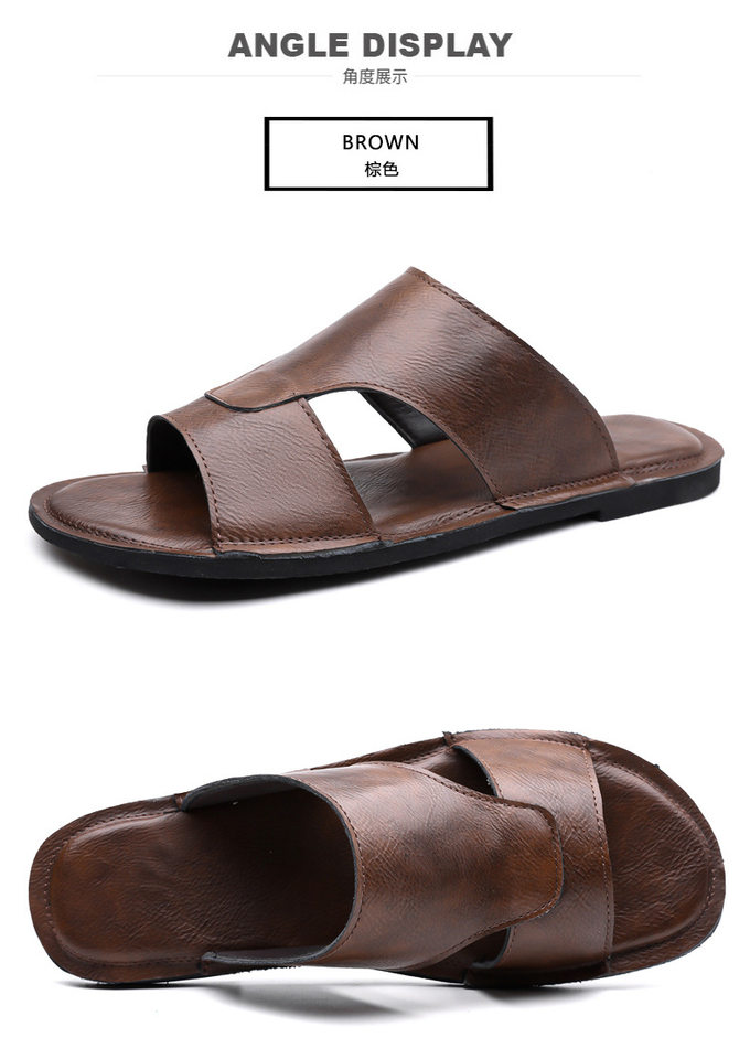Dép sandal nam quai ngang hở mũi kiểu retro, đế cao su êm chân, cỡ lớn — nâu, đen chi tiết 21