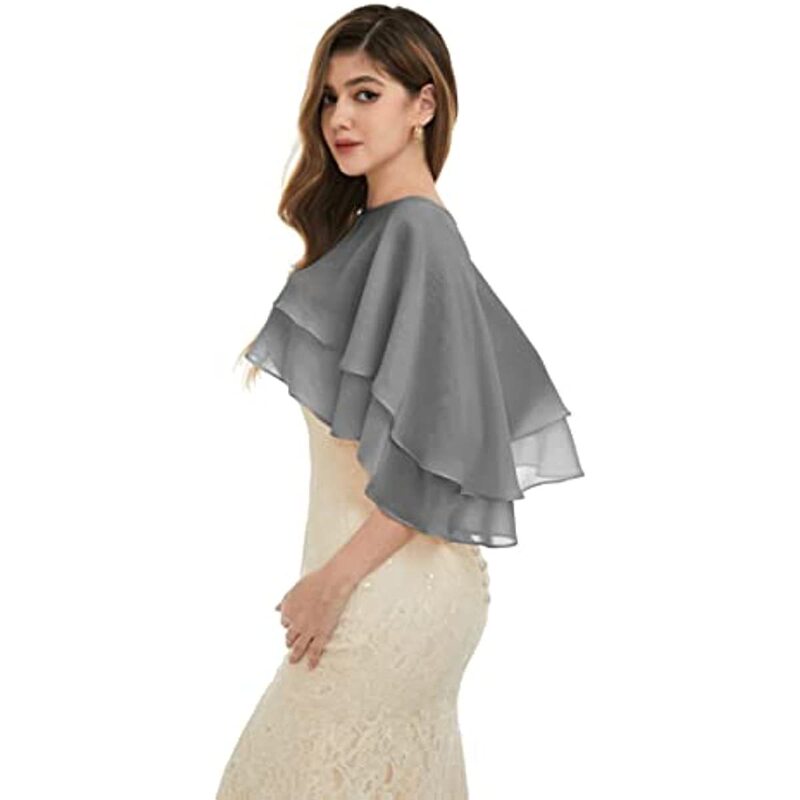 Spring and Summer Mix Bride Short Chiffon Shawl Double-Layer Breathable Cool Wedding Bridesmaid Jacket Sunscreen One Button Spring and Summer Mix Bride Short Chiffon Shawl Double-Layer Breathable Cool Wedding Bridesmaid Jacket Sunscreen One Button