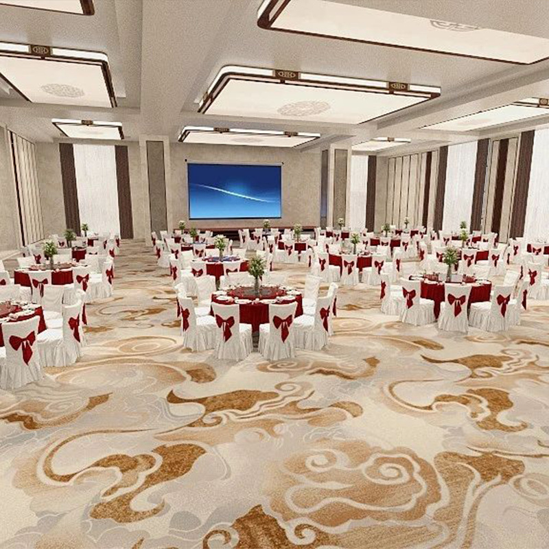 Hotel piso sala de reuniones alfombra Akmin resistente al fuego impresión sucia alfombra comercial salón de baile personalizado