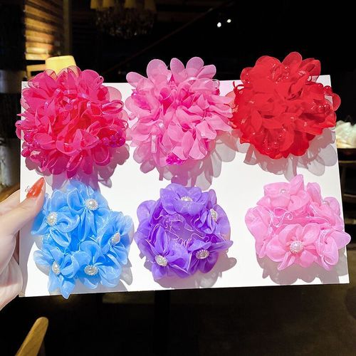 Pearl Mesh Hair Flower Children's Ball Hair Circle Show Hot Selling New Cute Sweet Elastic Hair Accessories for Women