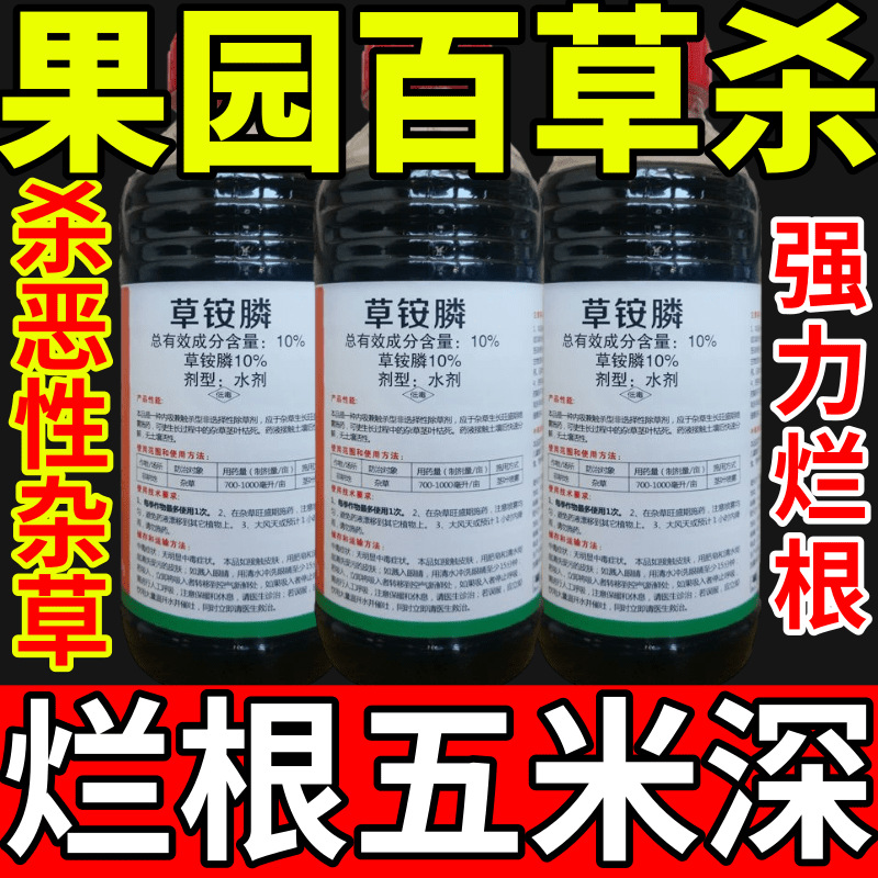 果园百草杀盐除草草安草铵磷草胺磷除牛筋草小飞蓬农药强力除草剂