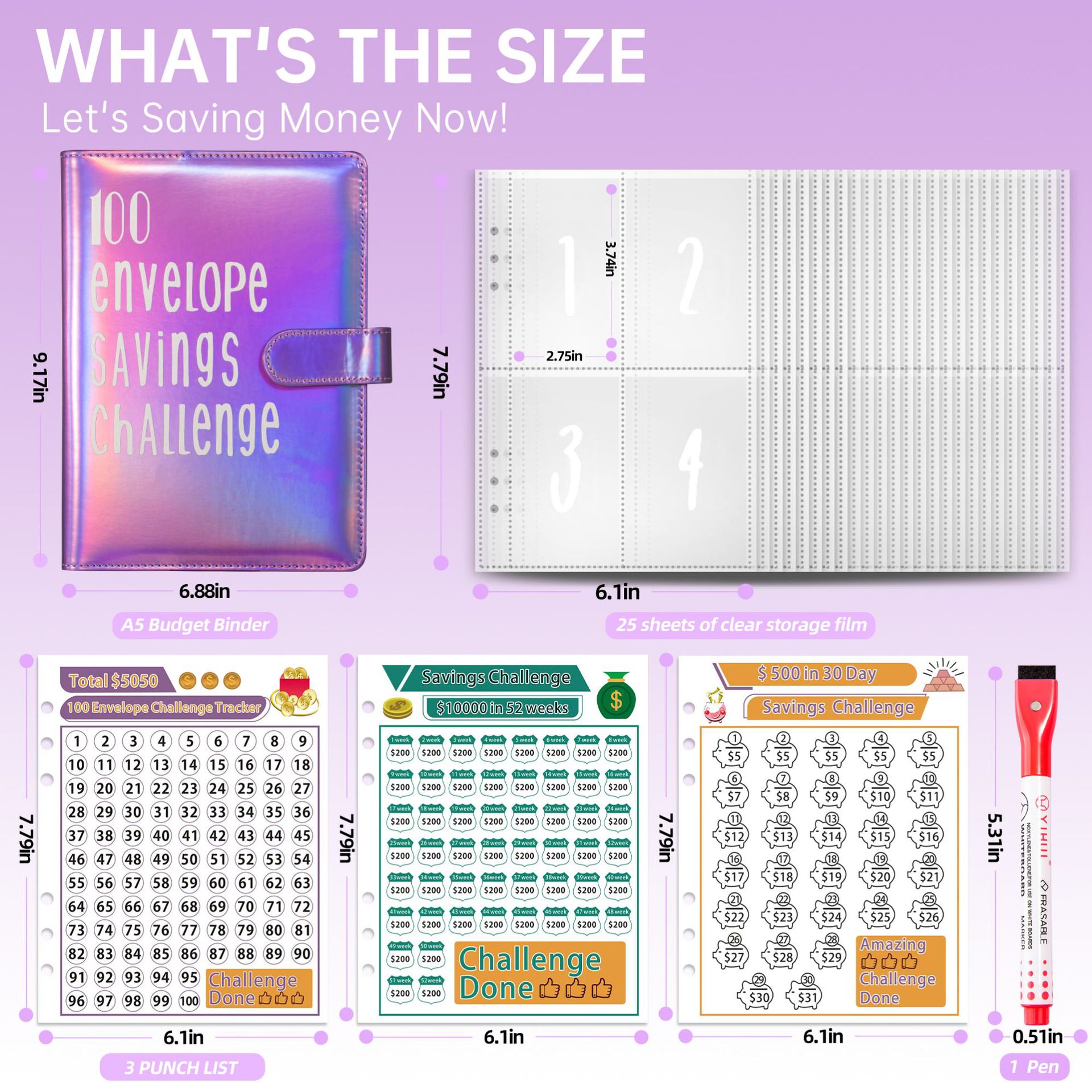 Libro de hojas sueltas especial transfronterizo Desafío de 100 días Libro de ahorro Cuaderno de ahorro 1-100 sobre de efectivo Película de tarjeta al por mayor