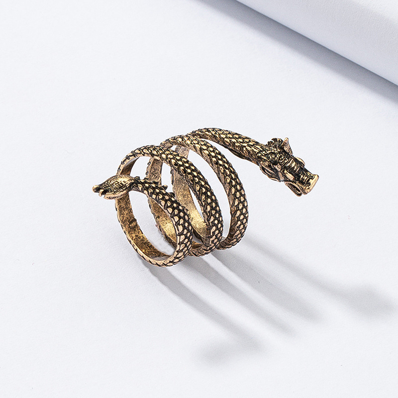 Retro Dragon Alloy Ring Wholesale display picture 4