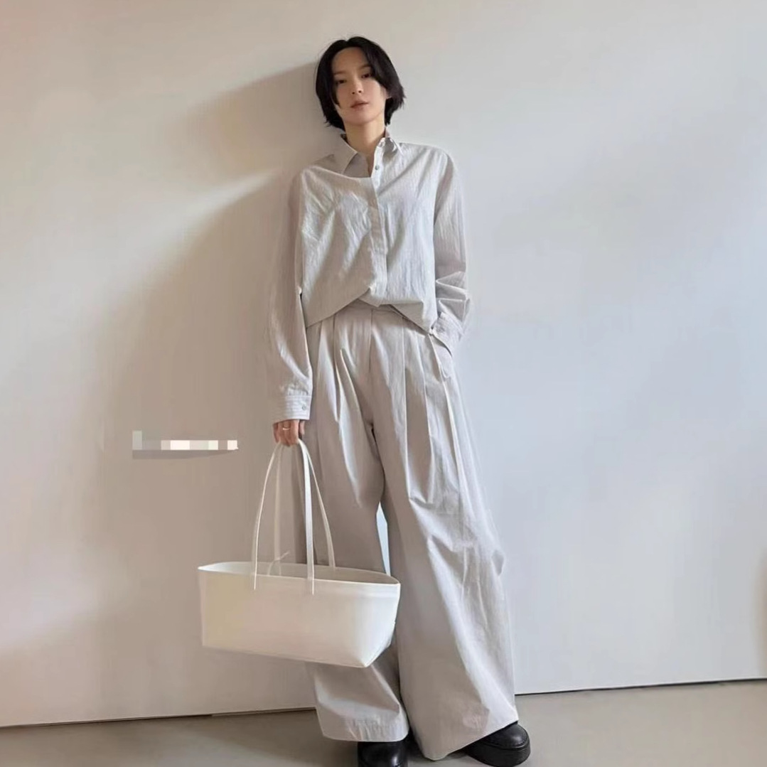 0 Code Return Ng Korea Dongdaemun Designer Amo**Nto 70% off Drapey Elastic Waist Wide-Leg Long Pants