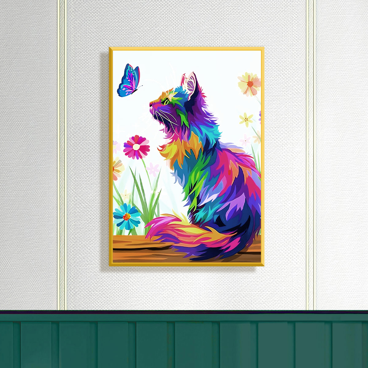 Mona Lisa real punto de cruz gato colorido comercio exterior venta caliente transfronteriza punto de cruz pintura colgante sala de estar dormitorio