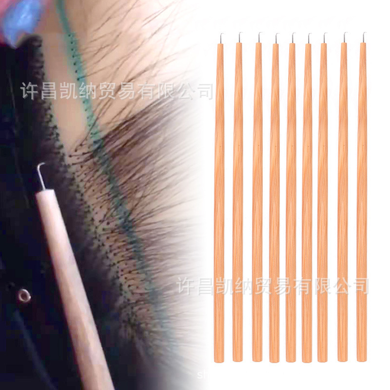 Bamboo Handle Hand-Woven Crochet Hook, Wig Beard Crochet Hook, Hairpiece Net Cap, Hair Weaving and Hair Replacement Auxiliary Tools