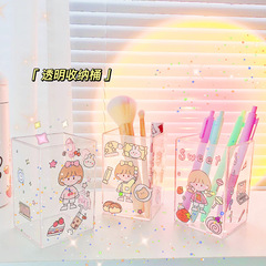 Factory Direct Sale Acrylic Pen Holder, Instagram Style Transparent Square Student Gift Desk Organization Storage Box Wholesale