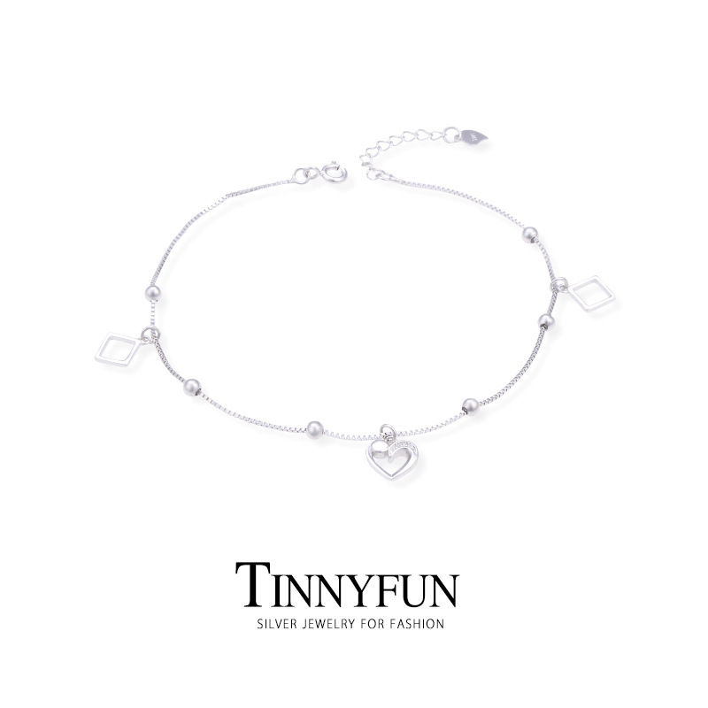 Fábrica de joyería fuente s925 plata zircon amor tobillas de bola chicas temperamento simple cadena de pies de playa al por mayor