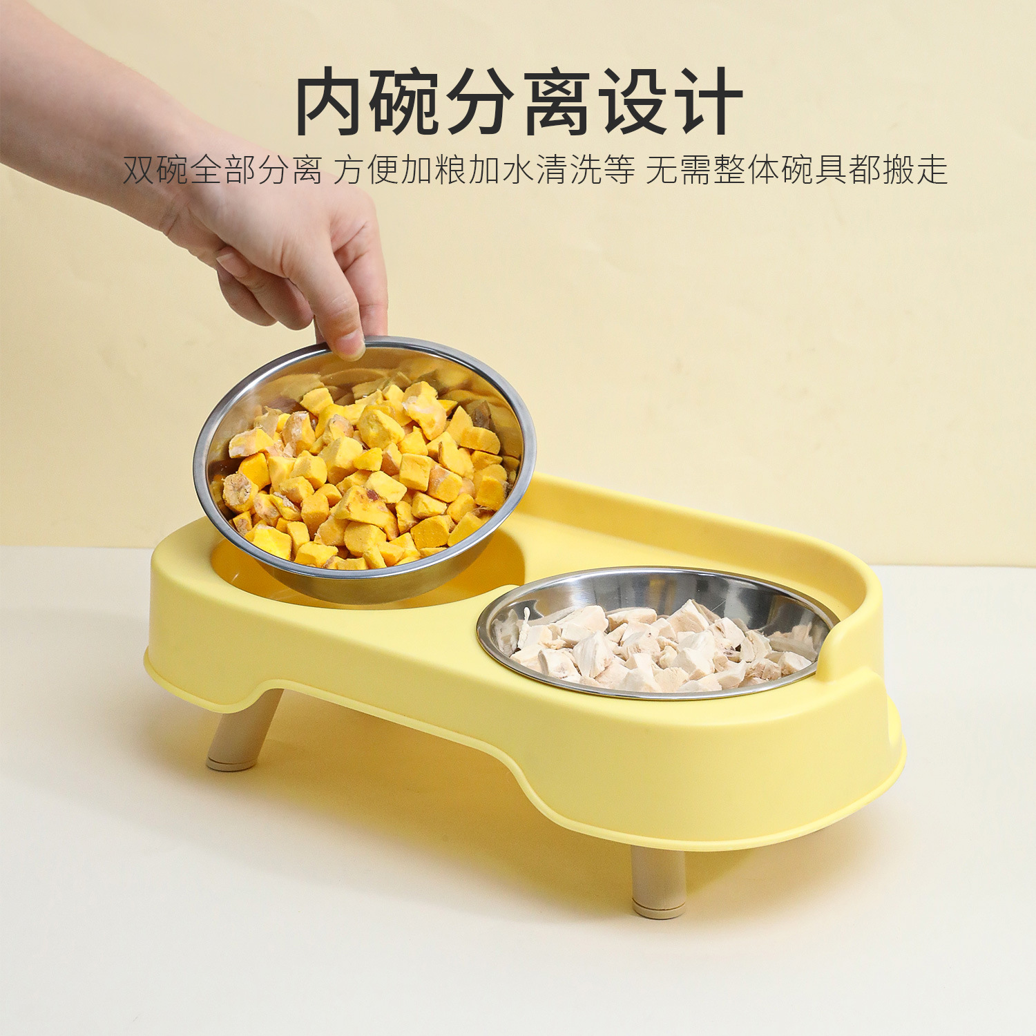 Mascotas comiendo agua potable cuenco para gatos Pipitao sofá en caja original cuenco doble de acero inoxidable cuenco para gatos suministros para gatos