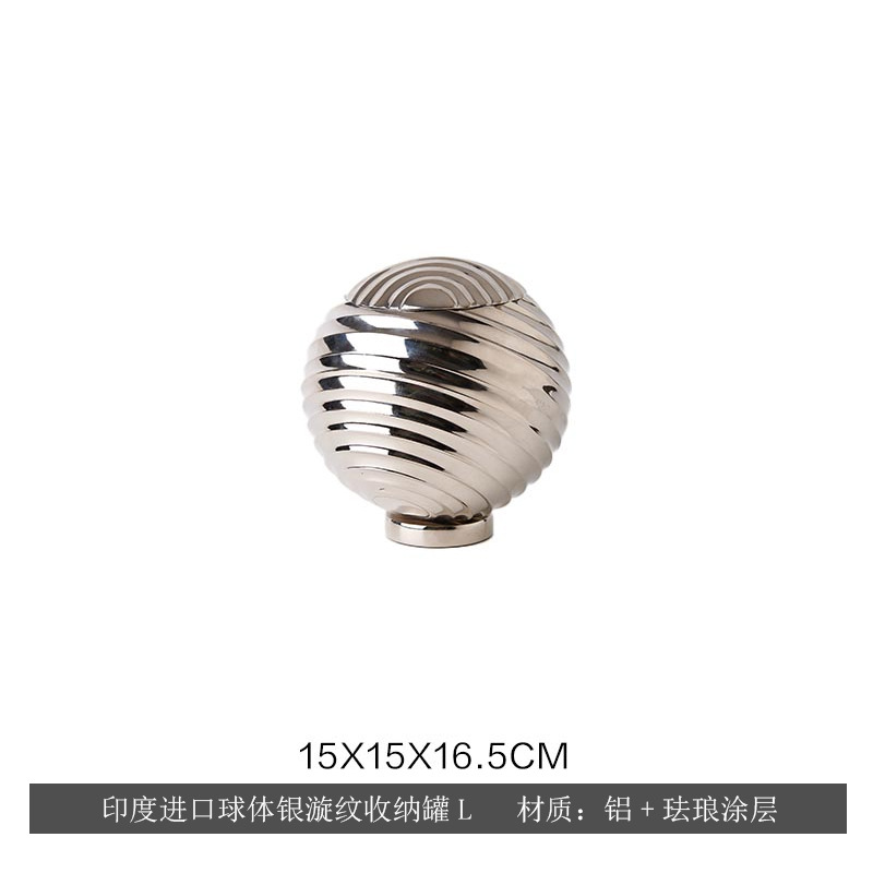 인도 수입 구형 은회오리 무늬 보관함 L